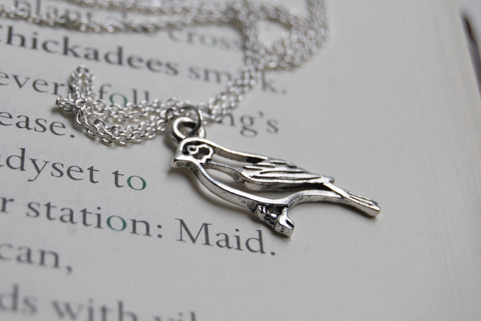 Silver Sparrow Necklace | Cute Bird Charm Necklace | Woodland Bird Necklace - Enchanted Leaves - Nature Jewelry - Unique Handmade Gifts