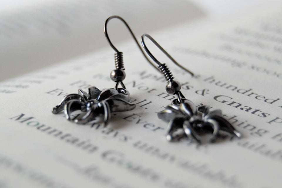 Spooky Spider Earrings | Cute Halloween Spider Charm Earrings - Enchanted Leaves - Nature Jewelry - Unique Handmade Gifts