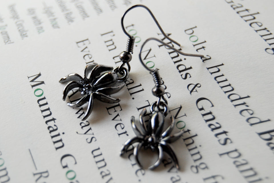 Spooky Spider Earrings | Cute Halloween Spider Charm Earrings - Enchanted Leaves - Nature Jewelry - Unique Handmade Gifts