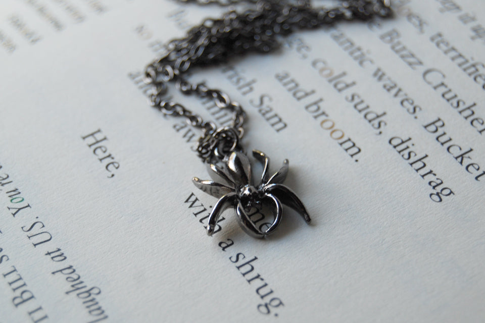 Spooky Spider Necklace | Cute Halloween Spider Charm Necklace - Enchanted Leaves - Nature Jewelry - Unique Handmade Gifts