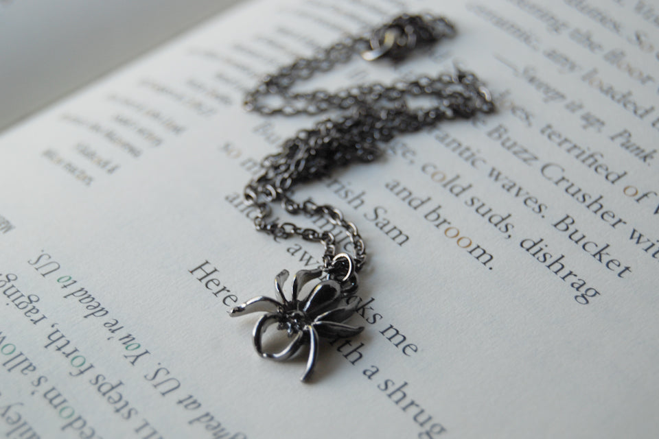 Spooky Spider Necklace | Cute Halloween Spider Charm Necklace - Enchanted Leaves - Nature Jewelry - Unique Handmade Gifts