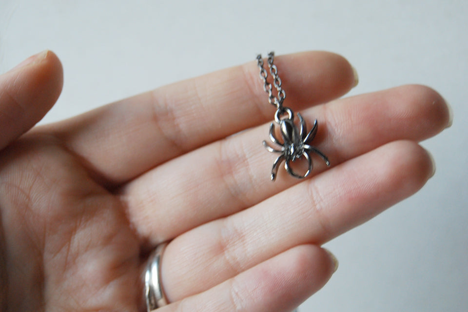 Spooky Spider Necklace | Cute Halloween Spider Charm Necklace - Enchanted Leaves - Nature Jewelry - Unique Handmade Gifts