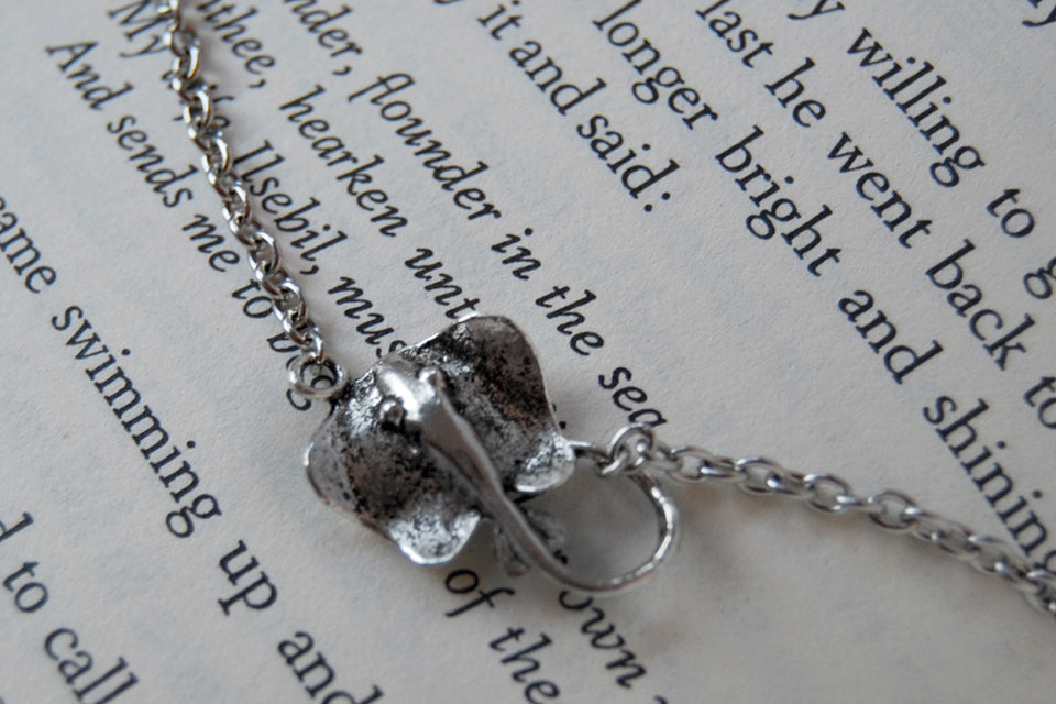 Sting Ray Necklace | Silver Stingray Charm Necklace | Nautical Jewelry - Enchanted Leaves - Nature Jewelry - Unique Handmade Gifts