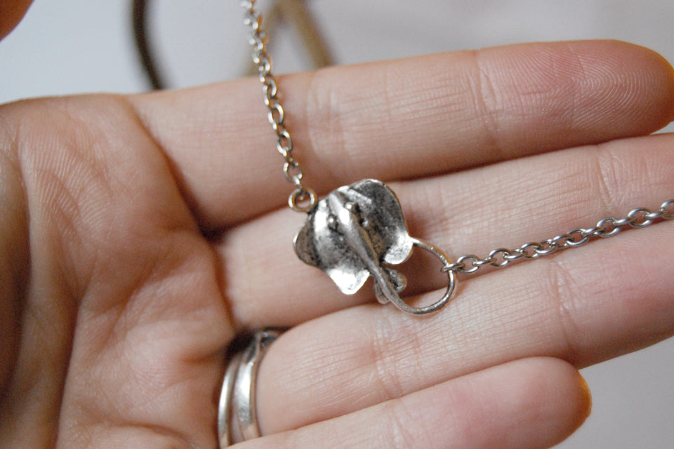 Sting Ray Necklace | Silver Stingray Charm Necklace | Nautical Jewelry - Enchanted Leaves - Nature Jewelry - Unique Handmade Gifts