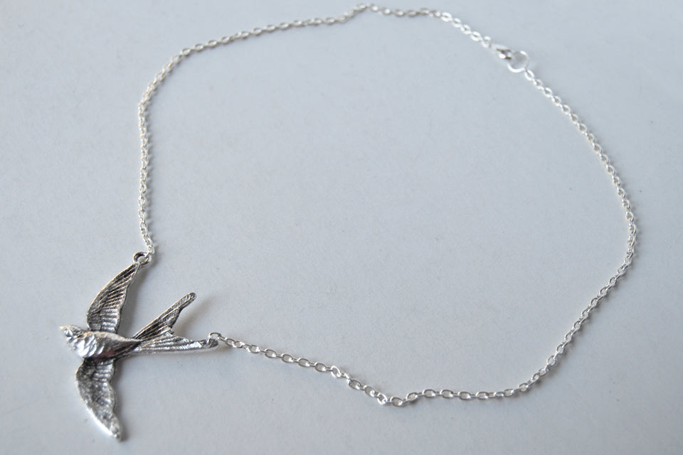 Swooping Swallow Necklace - Enchanted Leaves - Nature Jewelry - Unique Handmade Gifts