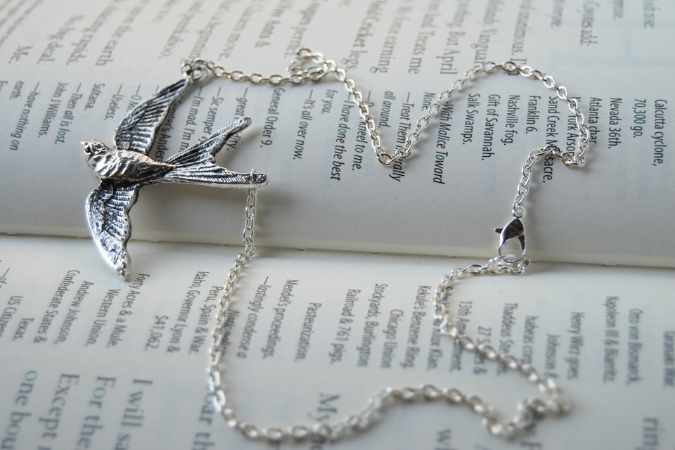 Swooping Swallow Necklace - Enchanted Leaves - Nature Jewelry - Unique Handmade Gifts