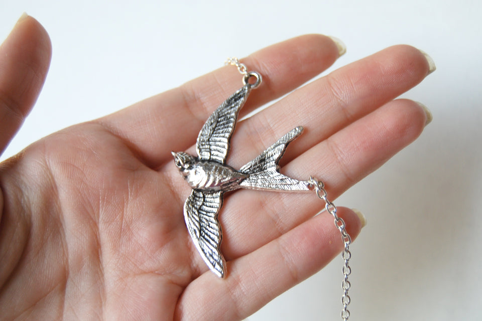 Swooping Swallow Necklace - Enchanted Leaves - Nature Jewelry - Unique Handmade Gifts