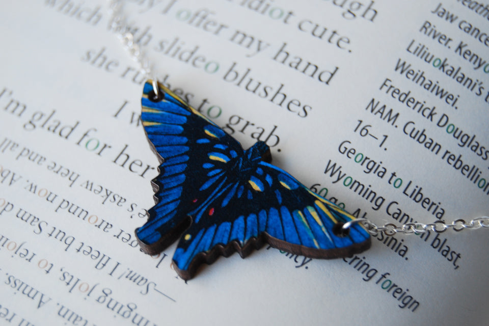 Swordtail Butterfly Necklace - Enchanted Leaves - Nature Jewelry - Unique Handmade Gifts