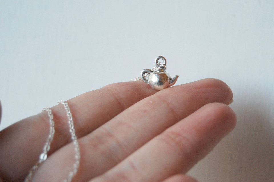 Tiniest Teapot Necklace - Enchanted Leaves - Nature Jewelry - Unique Handmade Gifts