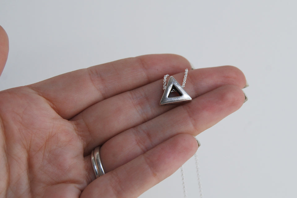 Silver Triangle Necklace | Minimalist Necklace | Silver Shape Charm Necklace - Enchanted Leaves - Nature Jewelry - Unique Handmade Gifts