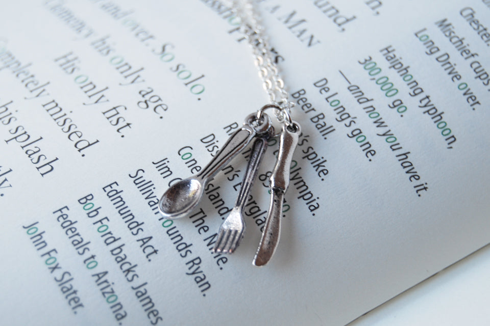 Bon Appétit! | Utensil Charm Necklace | Fork Spoon and Knife Necklace - Enchanted Leaves - Nature Jewelry - Unique Handmade Gifts