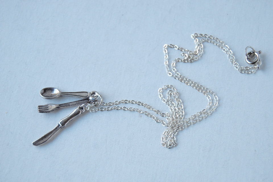 Bon Appétit! | Utensil Charm Necklace | Fork Spoon and Knife Necklace - Enchanted Leaves - Nature Jewelry - Unique Handmade Gifts