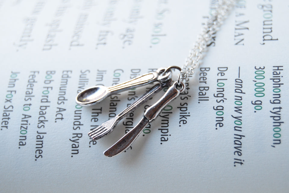 Bon Appétit! | Utensil Charm Necklace | Fork Spoon and Knife Necklace - Enchanted Leaves - Nature Jewelry - Unique Handmade Gifts