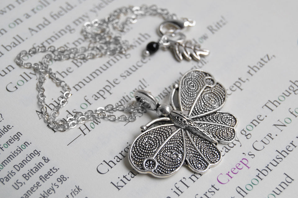 Vintage Style Butterfly Necklace - Enchanted Leaves - Nature Jewelry - Unique Handmade Gifts