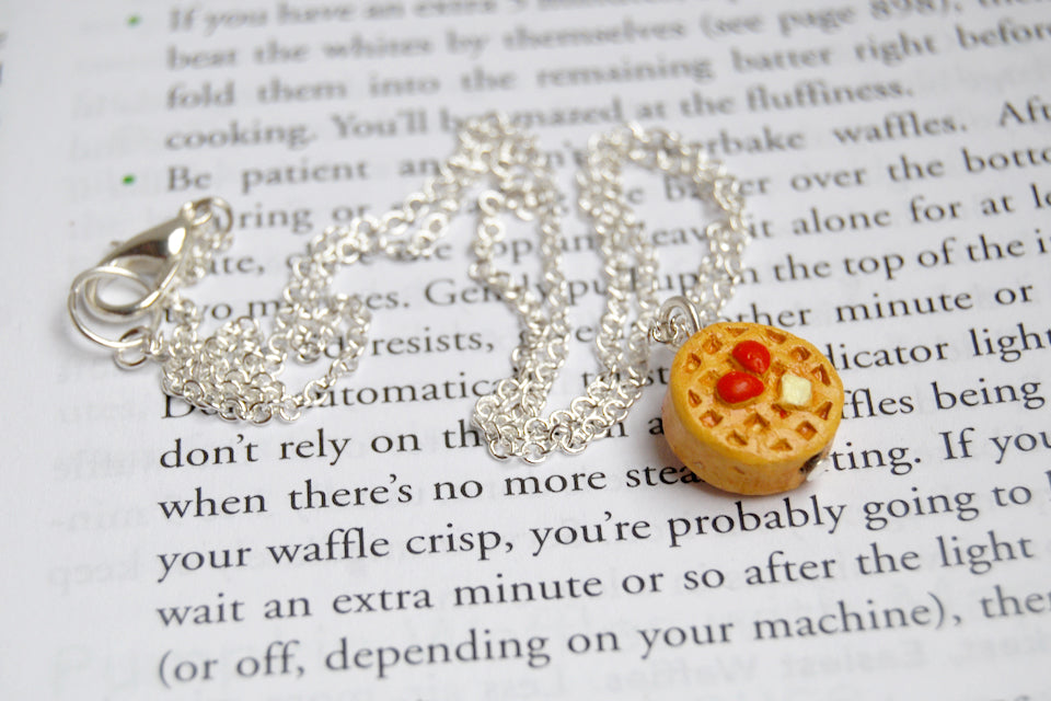Yummy Waffle Necklace - Enchanted Leaves - Nature Jewelry - Unique Handmade Gifts