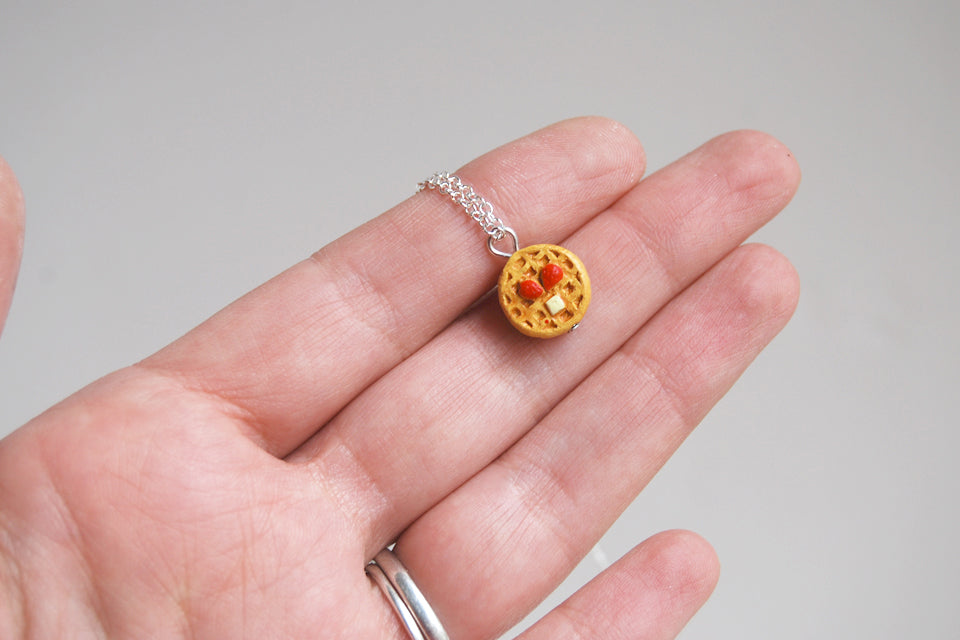 Yummy Waffle Necklace - Enchanted Leaves - Nature Jewelry - Unique Handmade Gifts
