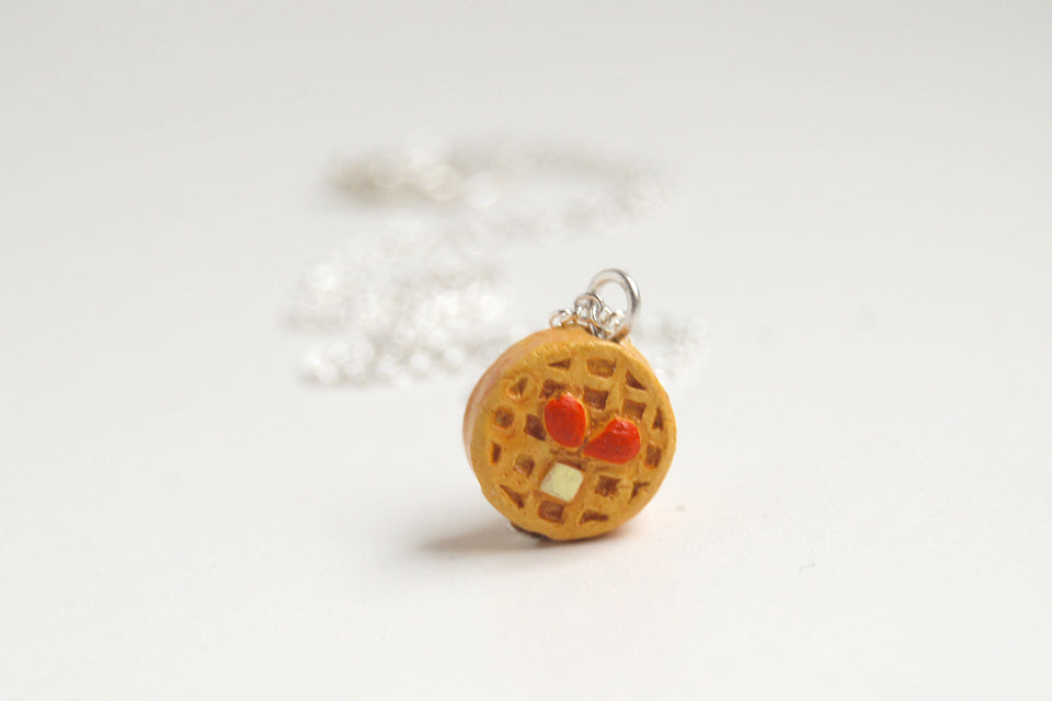 Yummy Waffle Necklace - Enchanted Leaves - Nature Jewelry - Unique Handmade Gifts