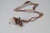 White Moonstone and Copper Acorn Necklace - Enchanted Leaves - Nature Jewelry - Unique Handmade Gifts