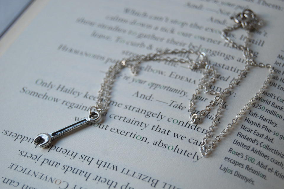 Tiny Silver Wrench Necklace | Silver Wrench Charm Necklace | Tool Jewelry - Enchanted Leaves - Nature Jewelry - Unique Handmade Gifts