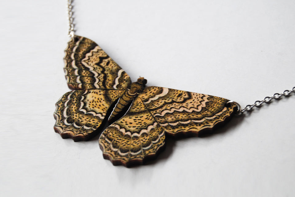 White Witch Moth Necklace - Enchanted Leaves - Nature Jewelry - Unique Handmade Gifts
