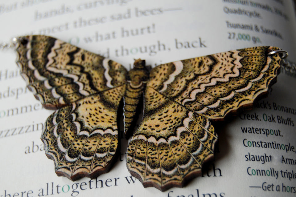 White Witch Moth Necklace - Enchanted Leaves - Nature Jewelry - Unique Handmade Gifts