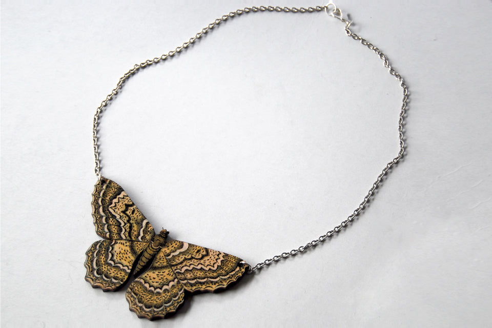 White Witch Moth Necklace - Enchanted Leaves - Nature Jewelry - Unique Handmade Gifts