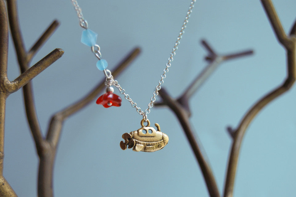 Yellow Submarine - Enchanted Leaves - Nature Jewelry - Unique Handmade Gifts