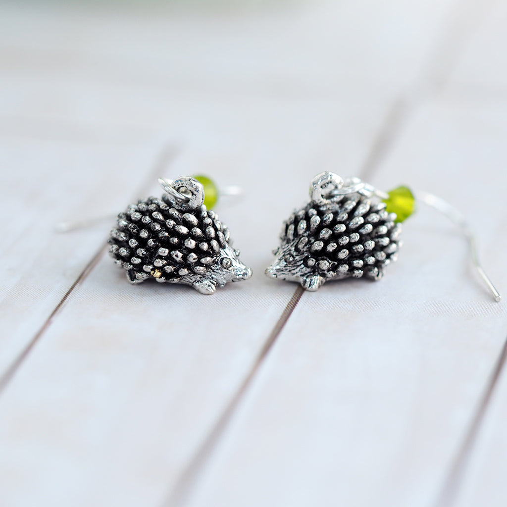Adorable Teeny Tiny Hedgehog Earrings | Cute Silver Hedgehog Charm Earrings | Forest Hedgehogs