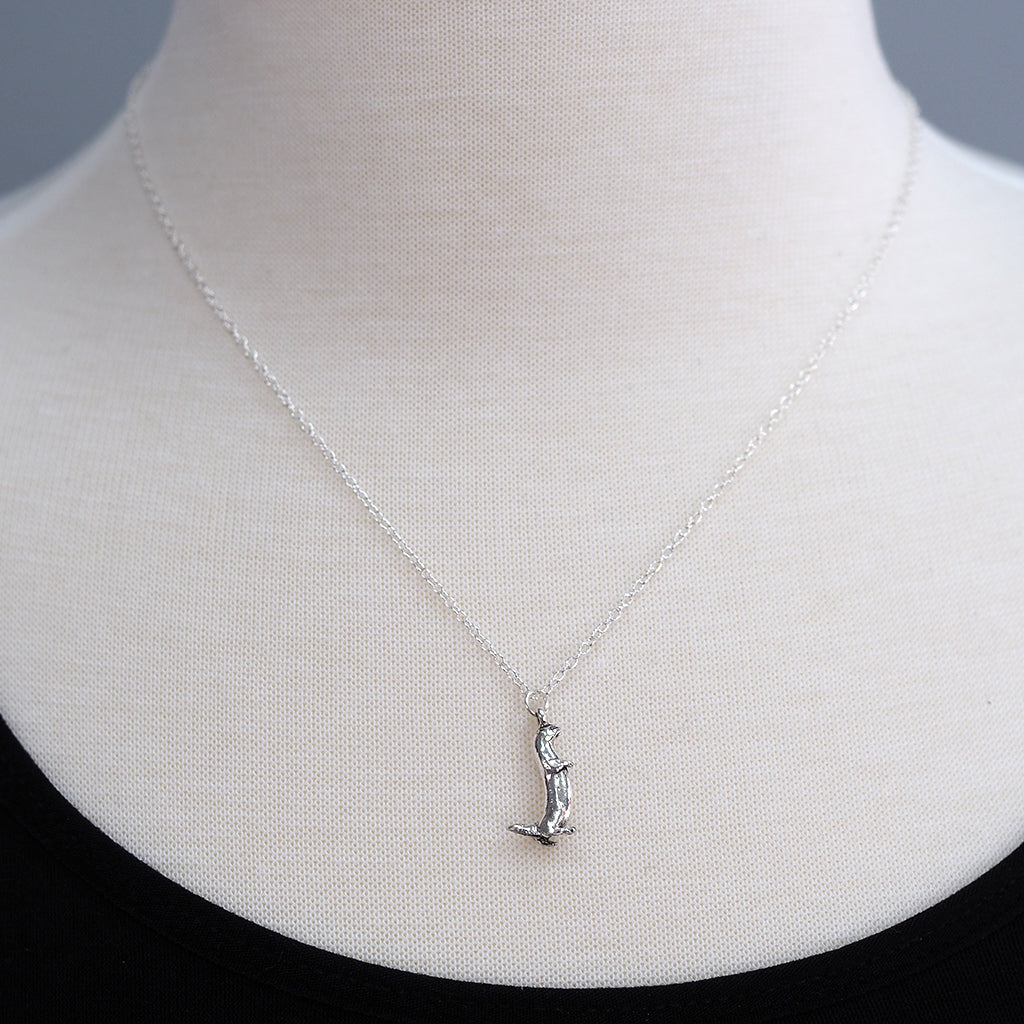 River Otter Necklace | Cute Silver Otter Charm Necklace | Otter Pendant