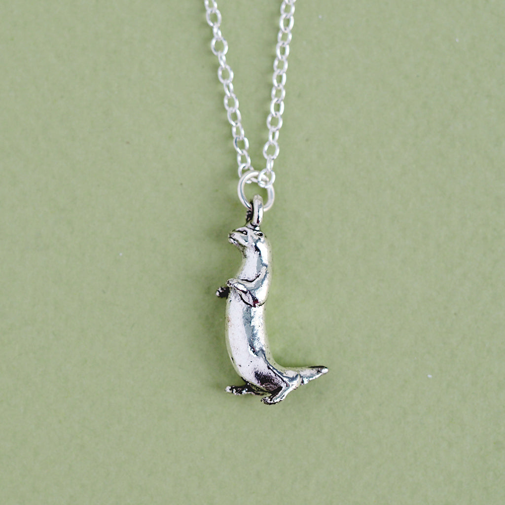 River Otter Necklace | Cute Silver Otter Charm Necklace | Otter Pendant