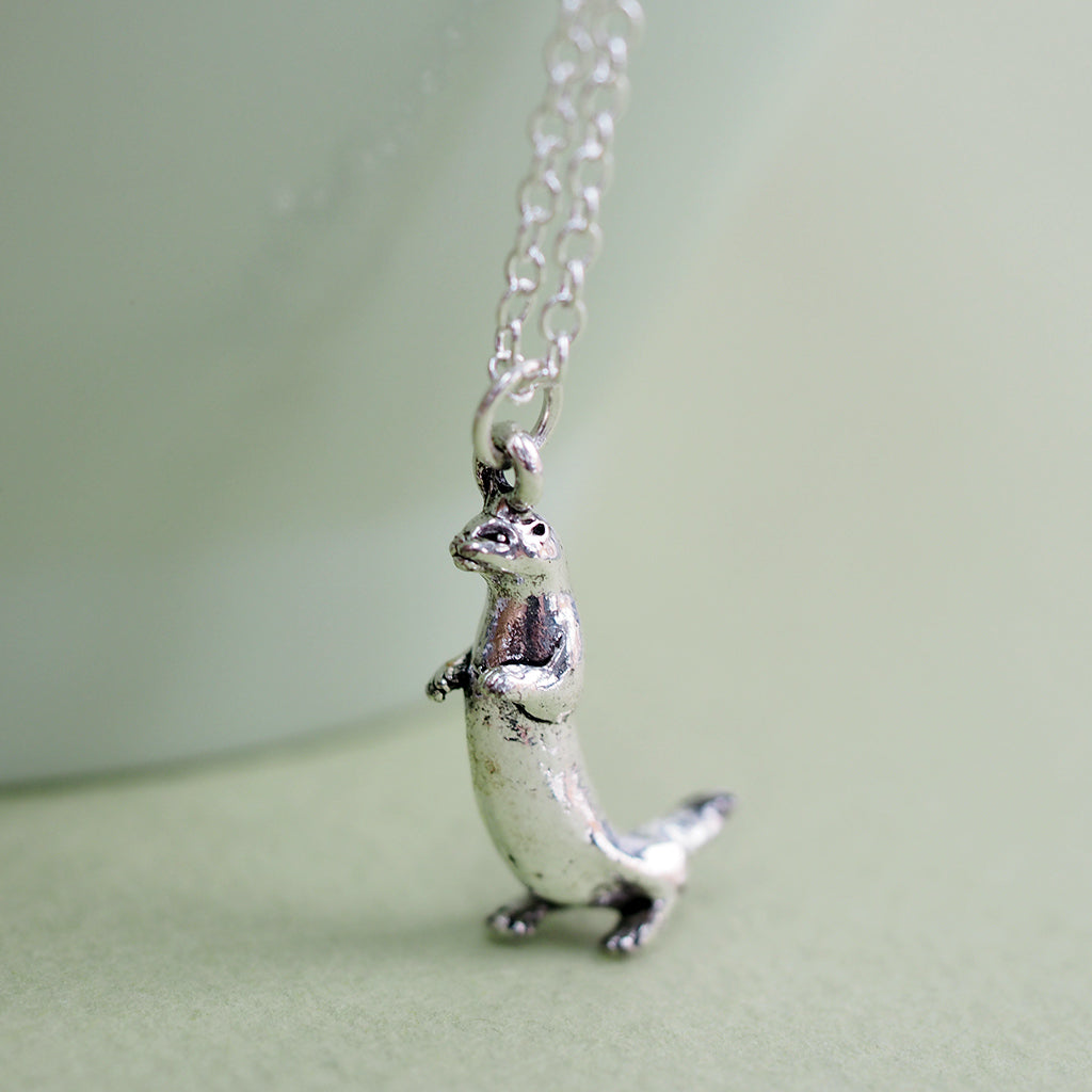 River Otter Necklace | Cute Silver Otter Charm Necklace | Otter Pendant