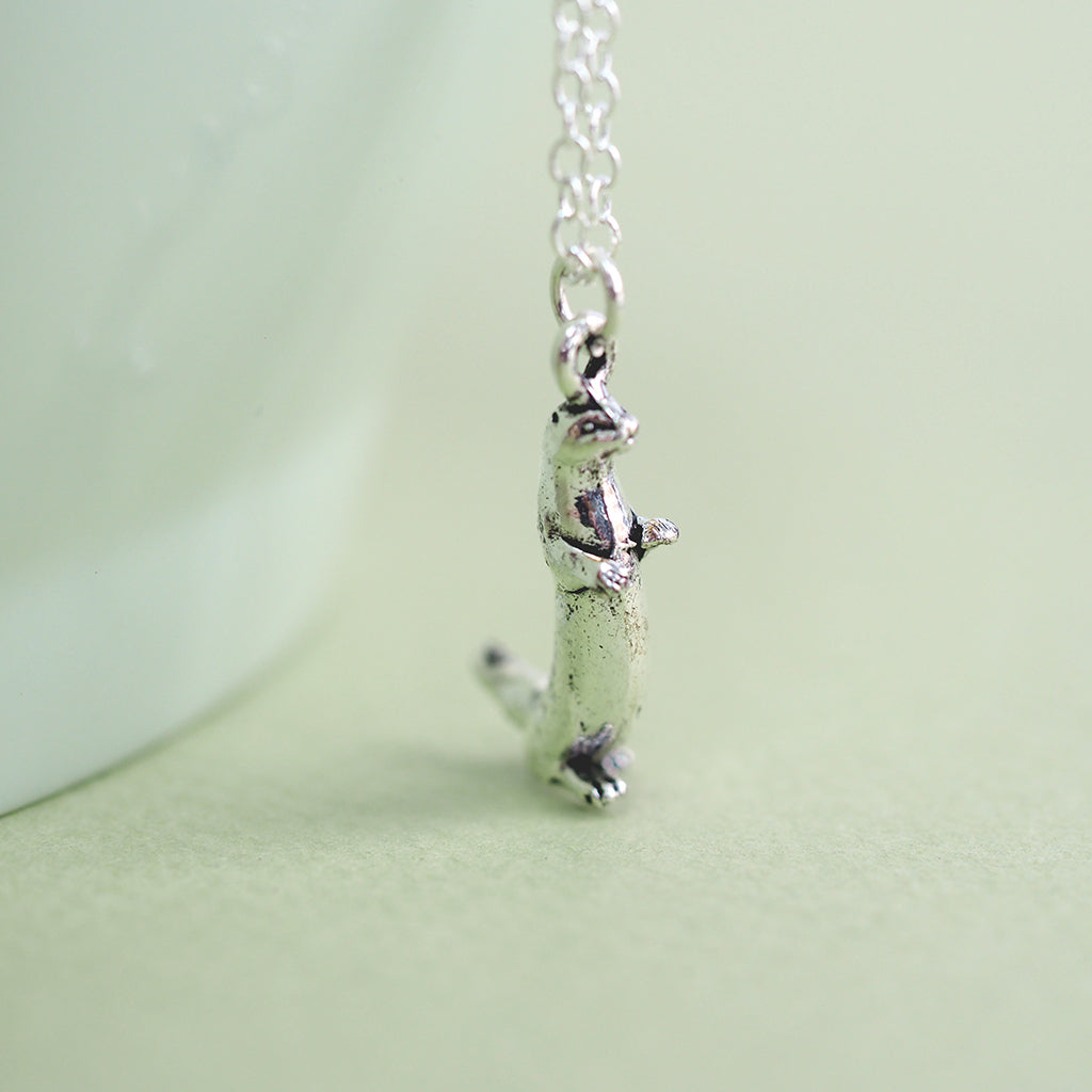 River Otter Necklace | Cute Silver Otter Charm Necklace | Otter Pendant