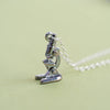 Tiny Silver Laboratory Microscope Necklace | Highly Detailed Science Charm Jewelry
