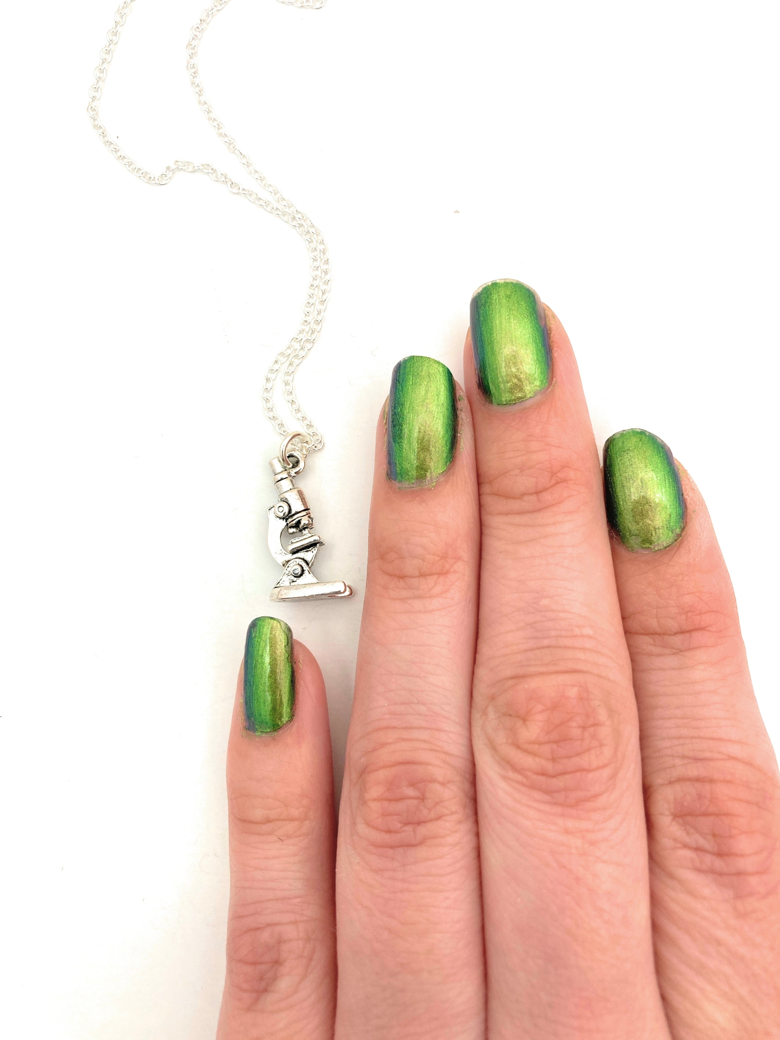 Tiny Silver Laboratory Microscope Necklace | Highly Detailed Science Charm Jewelry