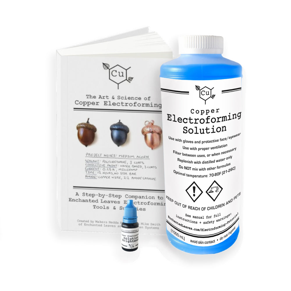 Copper Electroforming Solution | 1000 mL 1 Liter Bottle OR Set of 2 | Bright Acid Copper Electroforming Supply | Includes Electroforming Tutorial Booklet and Brightener