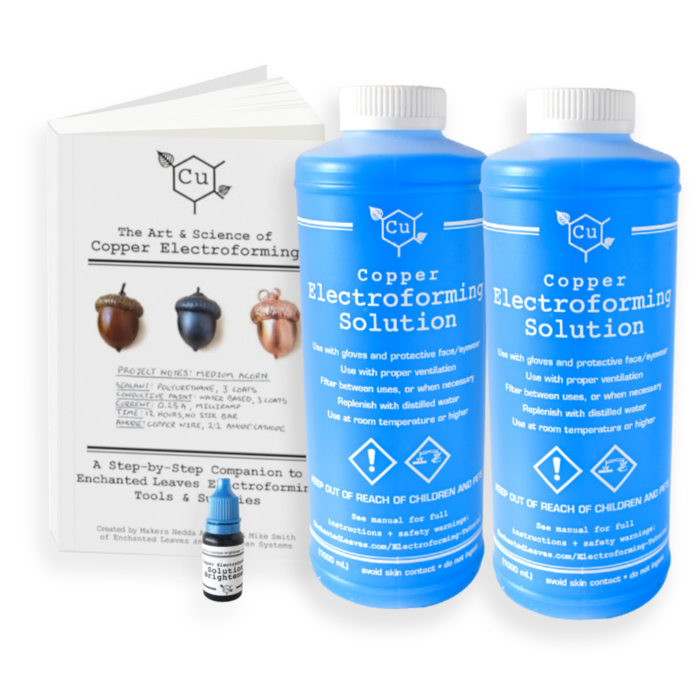 Copper Electroforming Solution | 1000 mL 1 Liter Bottle or Set of TWO | Bright Acid Copper Electroforming Supply | Includes Electroforming Tutorial Booklet and Brightener