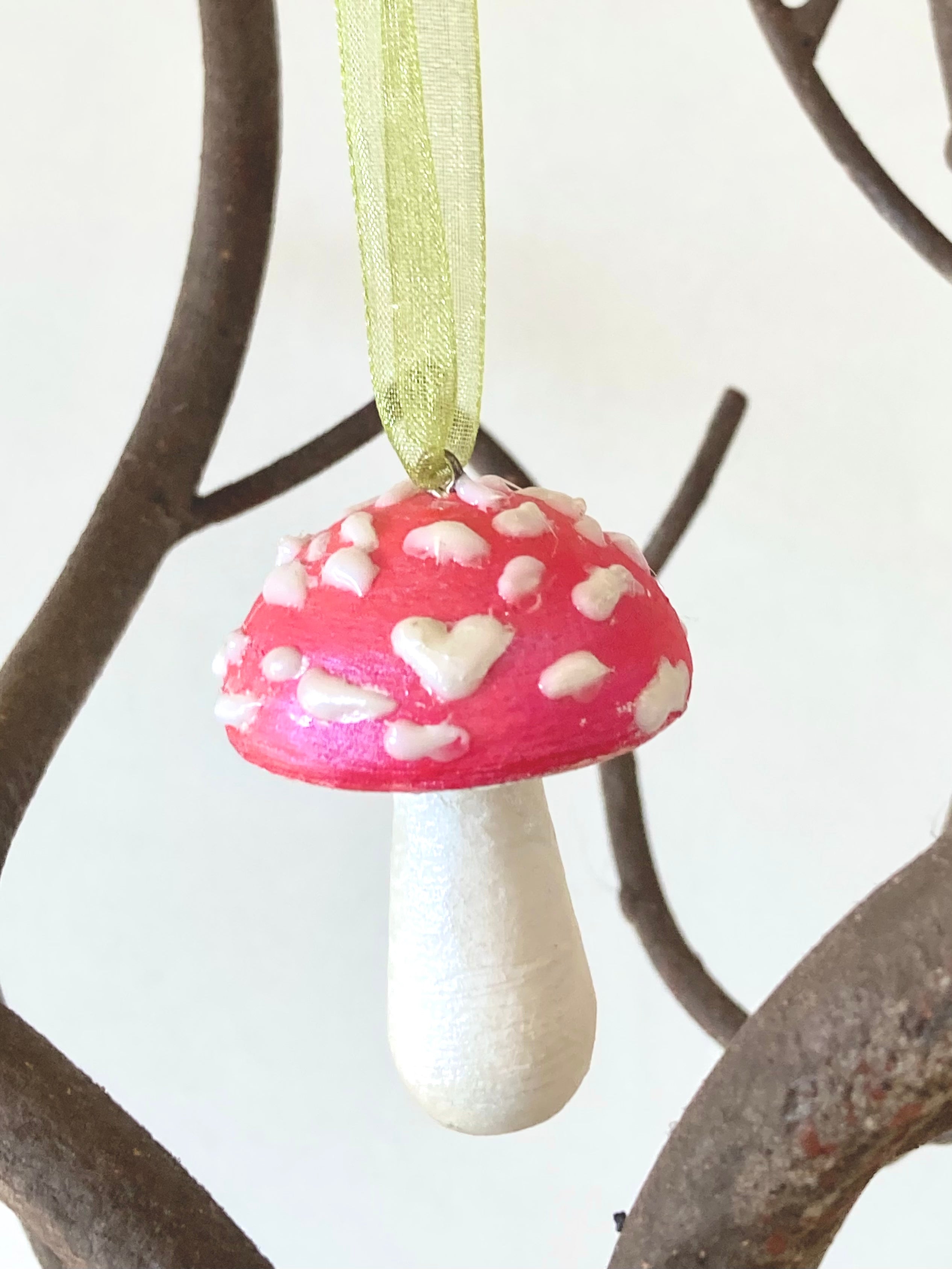 Mushroom Ornament | Hand Painted Iridescent Forest Amanita Toadstool Ornament | Christmas Tree Decoration | Unique Holiday Gift Tags