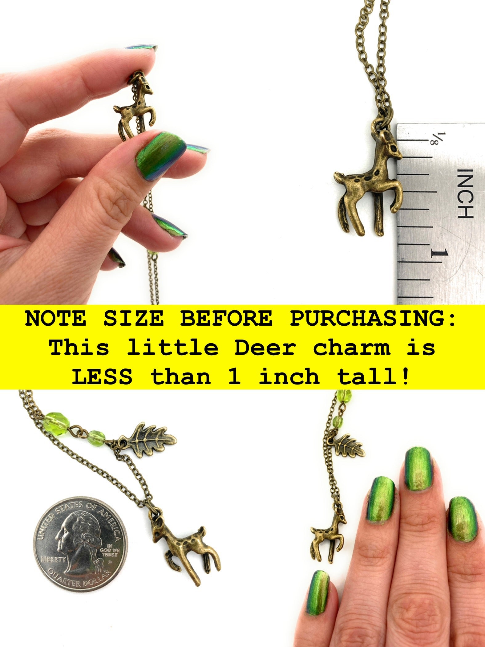 Little Brass Deer Necklace | Forest Deer Charm Necklace | Woodland Deer Pendant