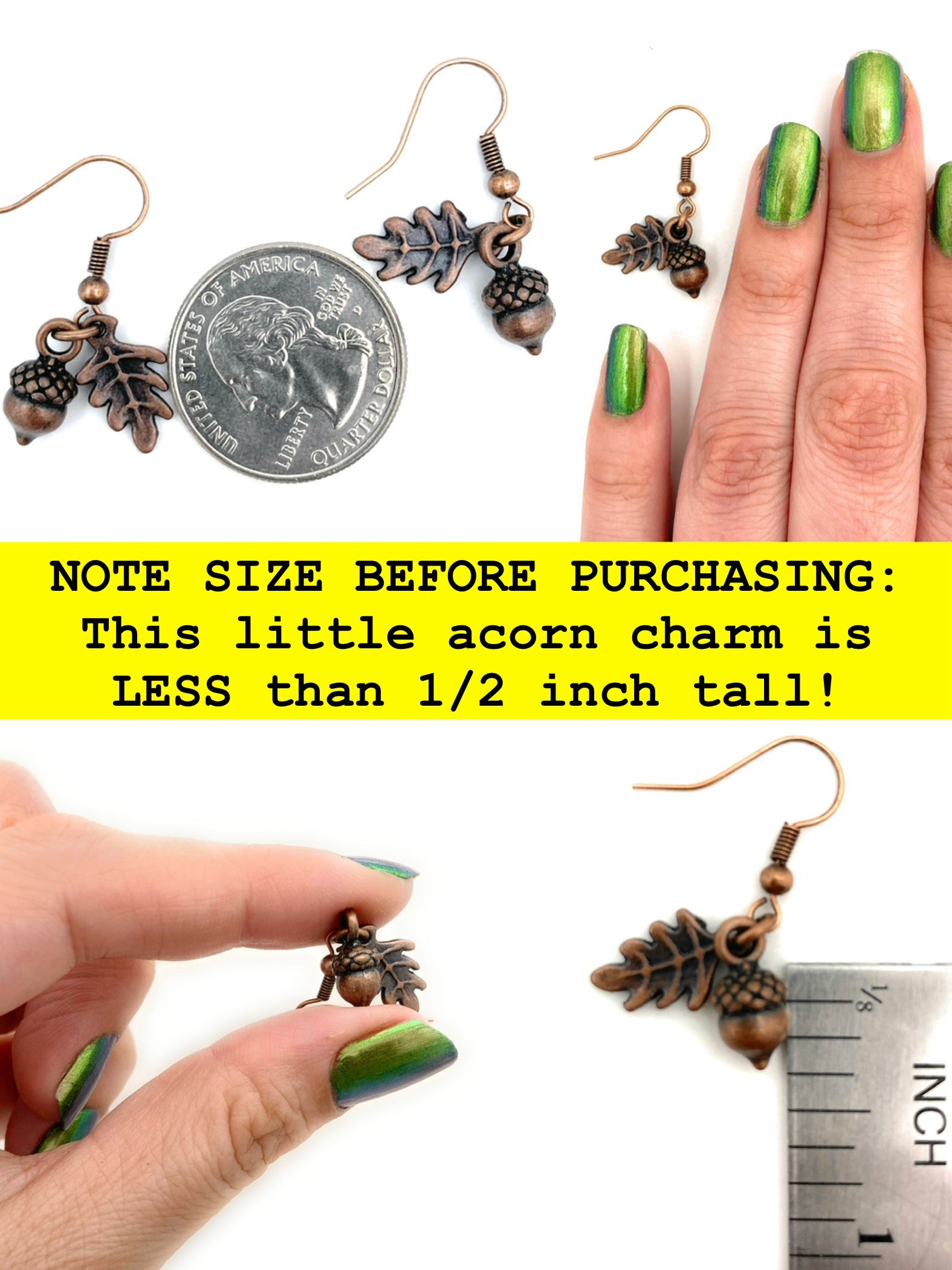 Copper Acorn Charm Earrings | Fall Acorn | Nature Jewelry | Woodland Acorn Earrings