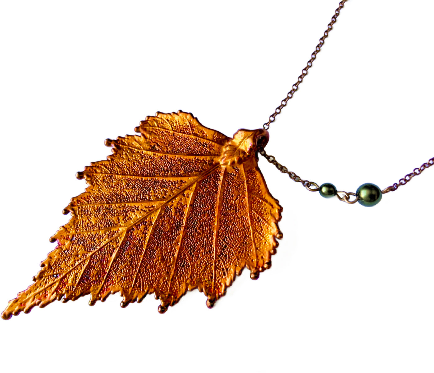 Extra Large Fallen Copper Birch Leaf Necklace  | REAL Birch Leaf Pendant | Copper Electroformed Pendant | Nature Jewelry
