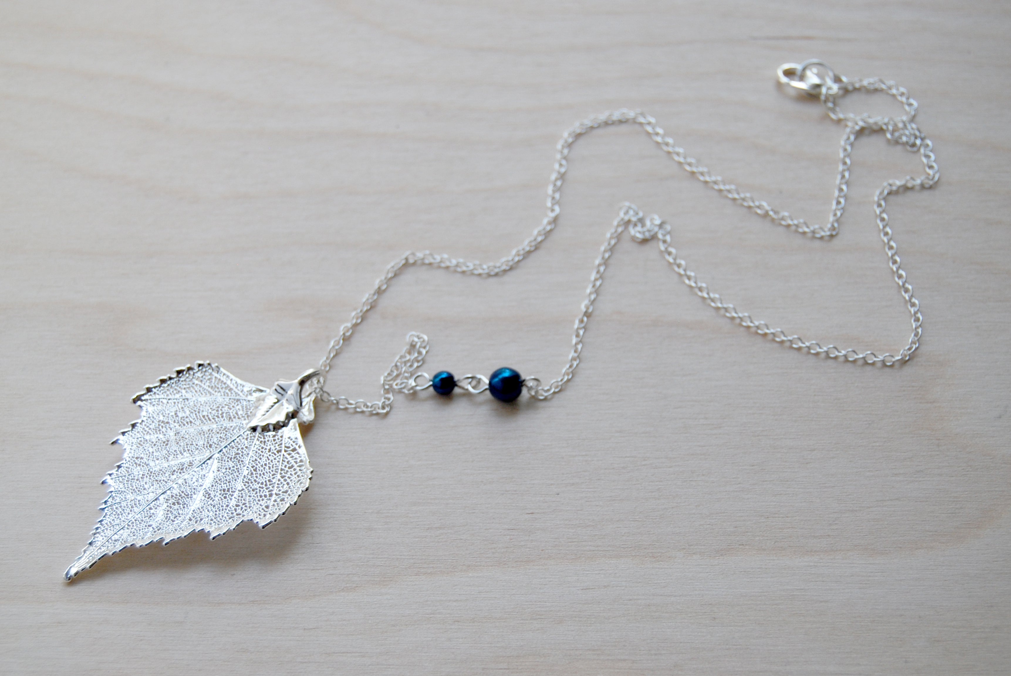 Medium Fallen Silver Birch Leaf Necklace | REAL Birch Leaf Pendant | Silver Electroformed Pendant | Nature Jewelry