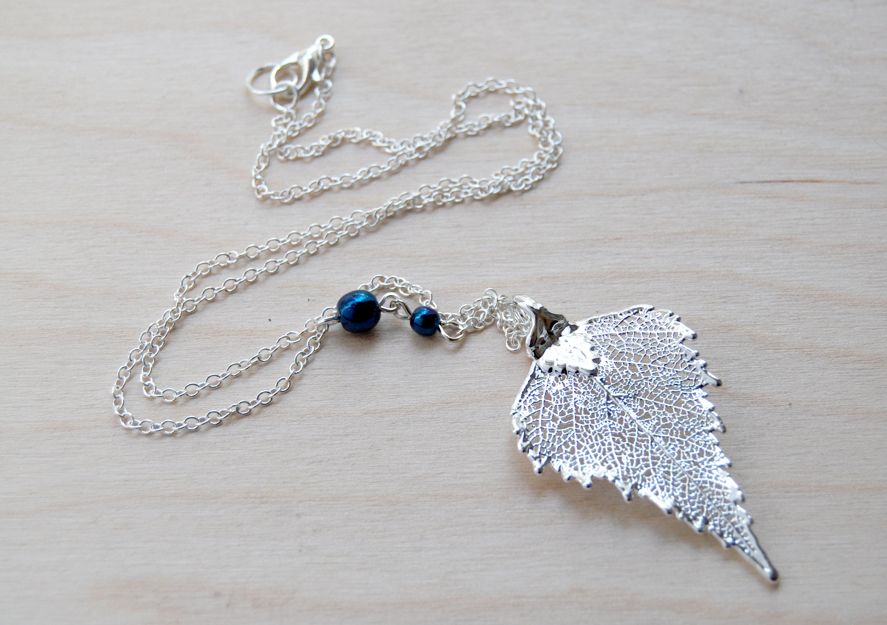 Medium Fallen Silver Birch Leaf Necklace | REAL Birch Leaf Pendant | Silver Electroformed Pendant | Nature Jewelry