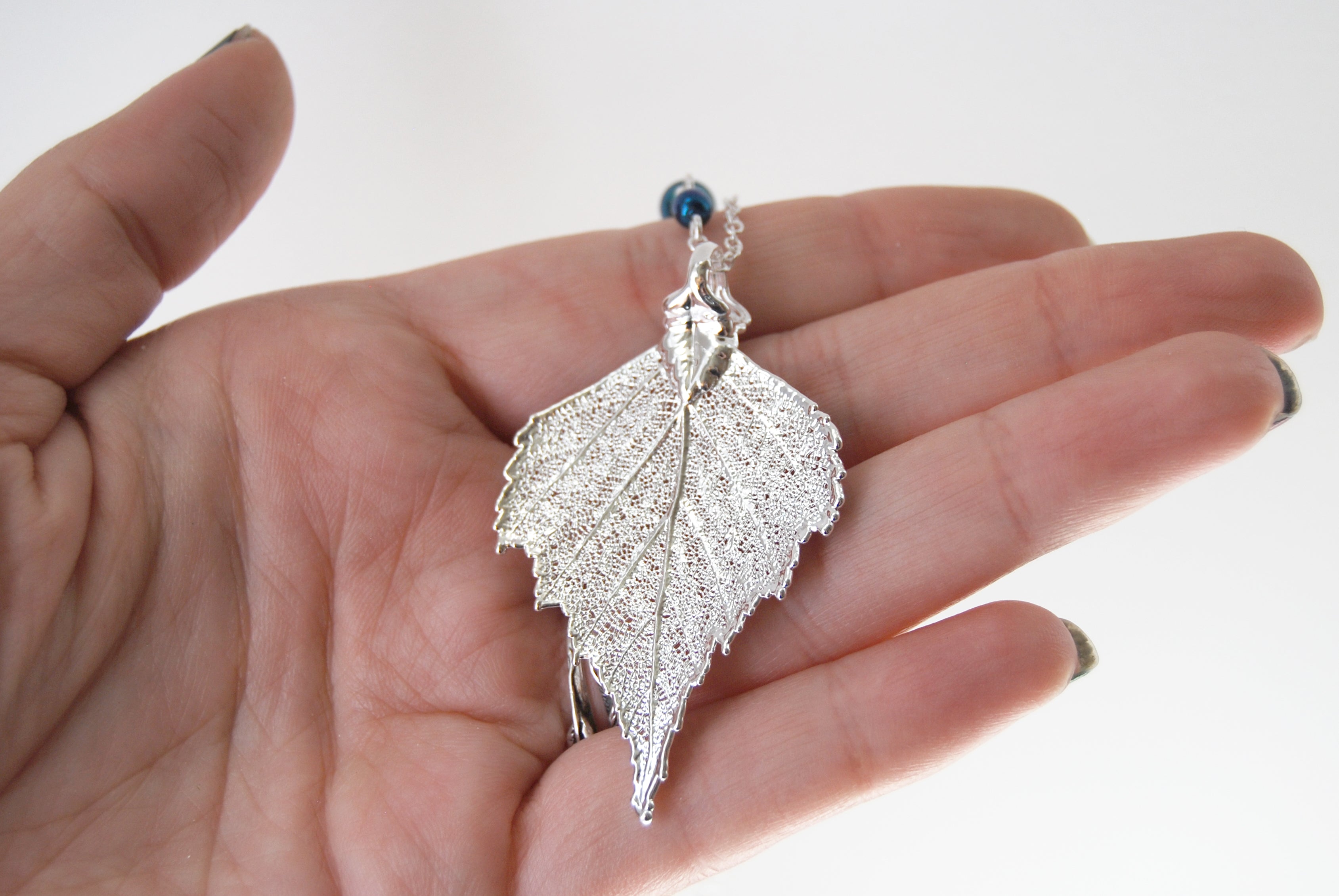 Medium Fallen Silver Birch Leaf Necklace | REAL Birch Leaf Pendant | Silver Electroformed Pendant | Nature Jewelry