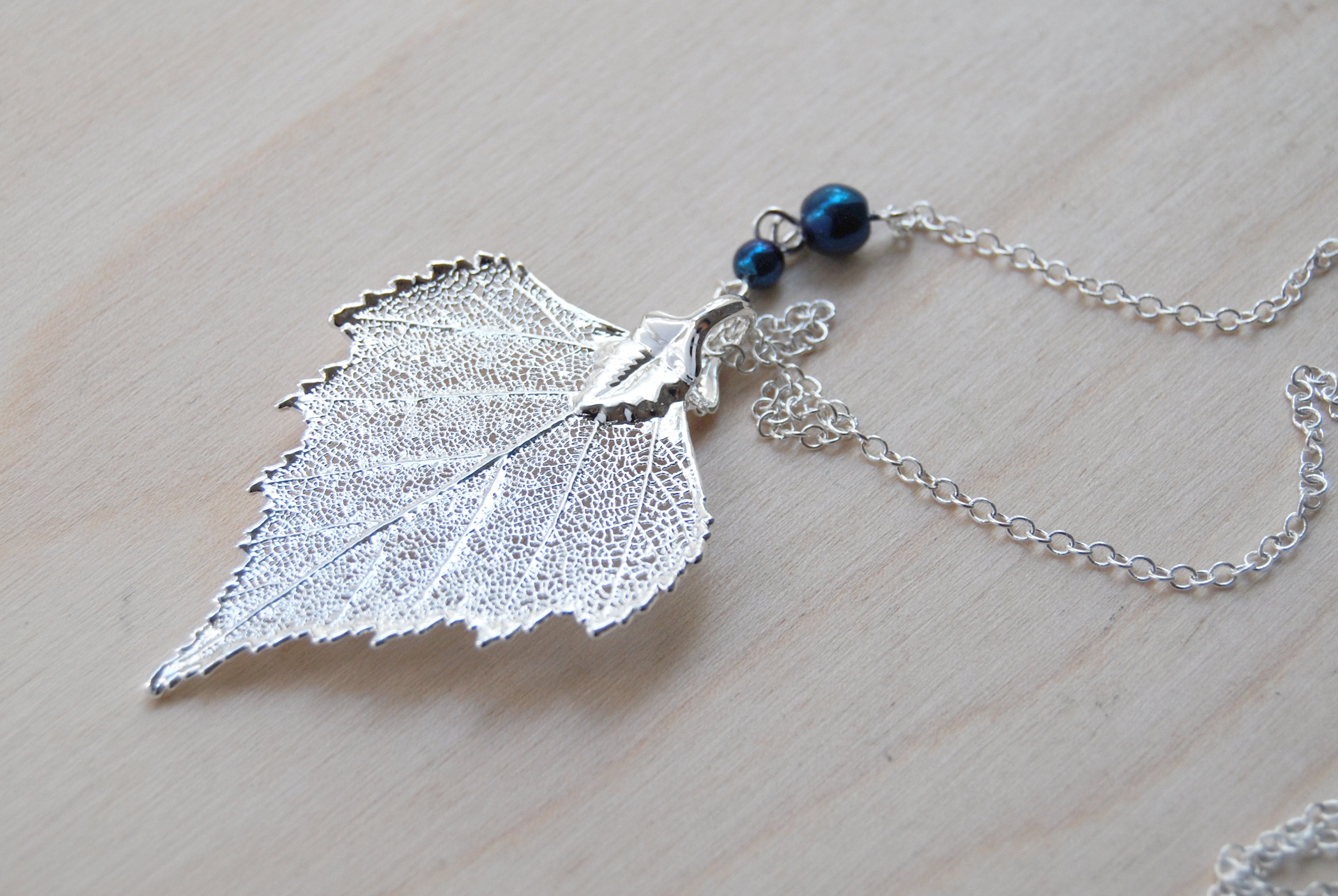 Medium Fallen Silver Birch Leaf Necklace | REAL Birch Leaf Pendant | Silver Electroformed Pendant | Nature Jewelry