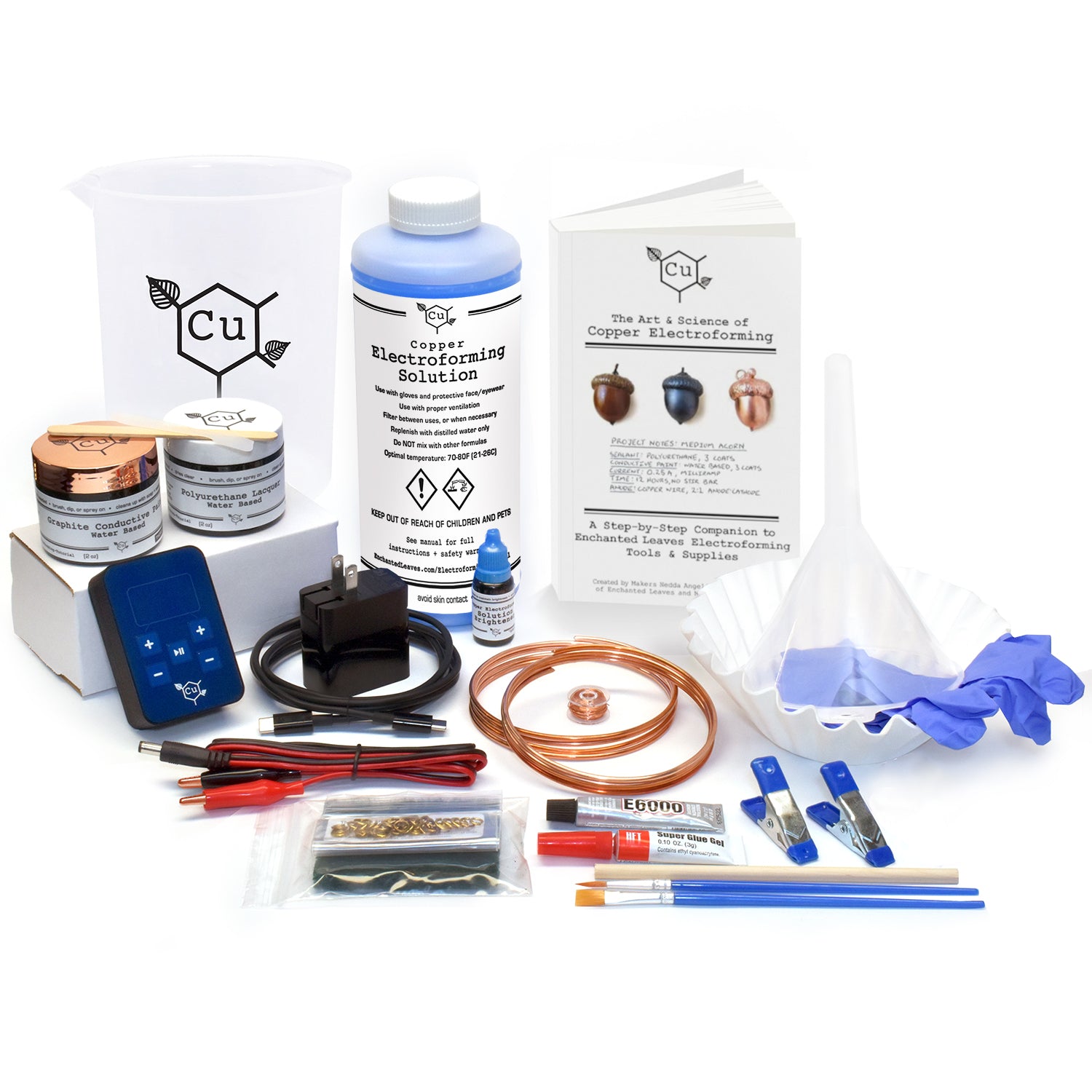 Electroforming Kit | Learn How to Copper Electroform Jewelry | Cu Electroforming Starter Kit | With 5 Amp MiniForm XL Power Supply