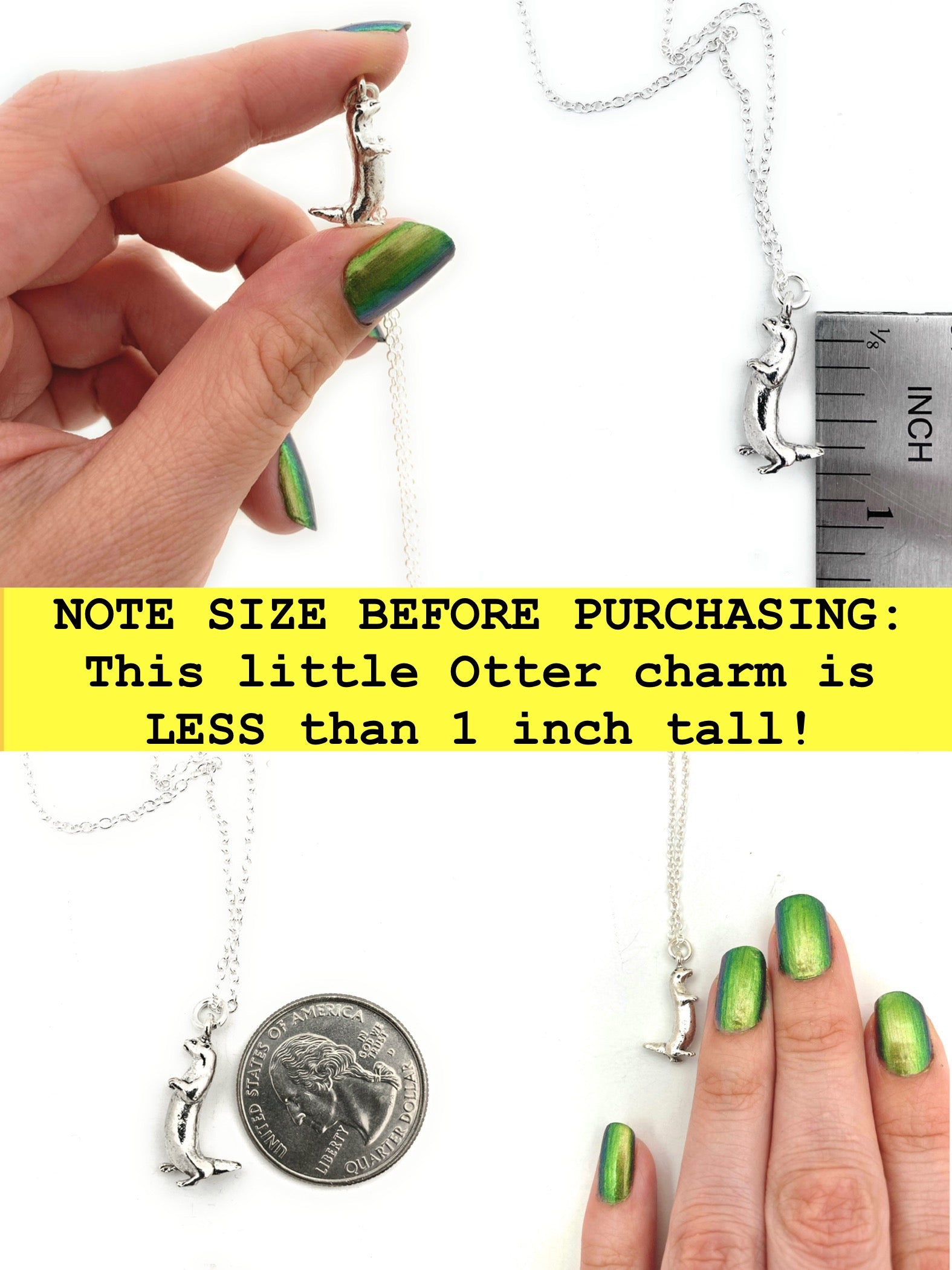 River Otter Necklace | Cute Silver Otter Charm Necklace | Otter Pendant