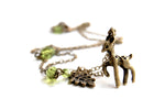 Little Brass Deer Necklace | Forest Deer Charm Necklace | Woodland Deer Pendant - Enchanted Leaves - Nature Jewelry - Unique Handmade Gifts