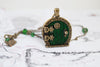 Brass Bag End Hobbit Door Locket | Lord of the Rings Jewelry | Green Hobbit Door Necklace - Enchanted Leaves - Nature Jewelry - Unique Handmade Gifts