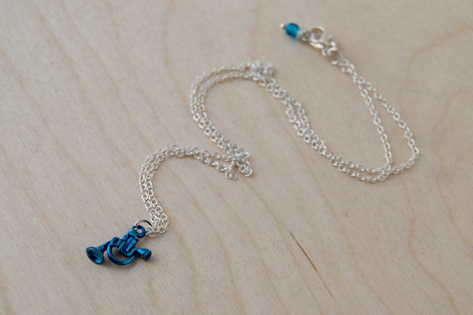 Blue French Horn Necklace | HIMYM Fan Jewelry | Music Charm Necklace - Enchanted Leaves - Nature Jewelry - Unique Handmade Gifts