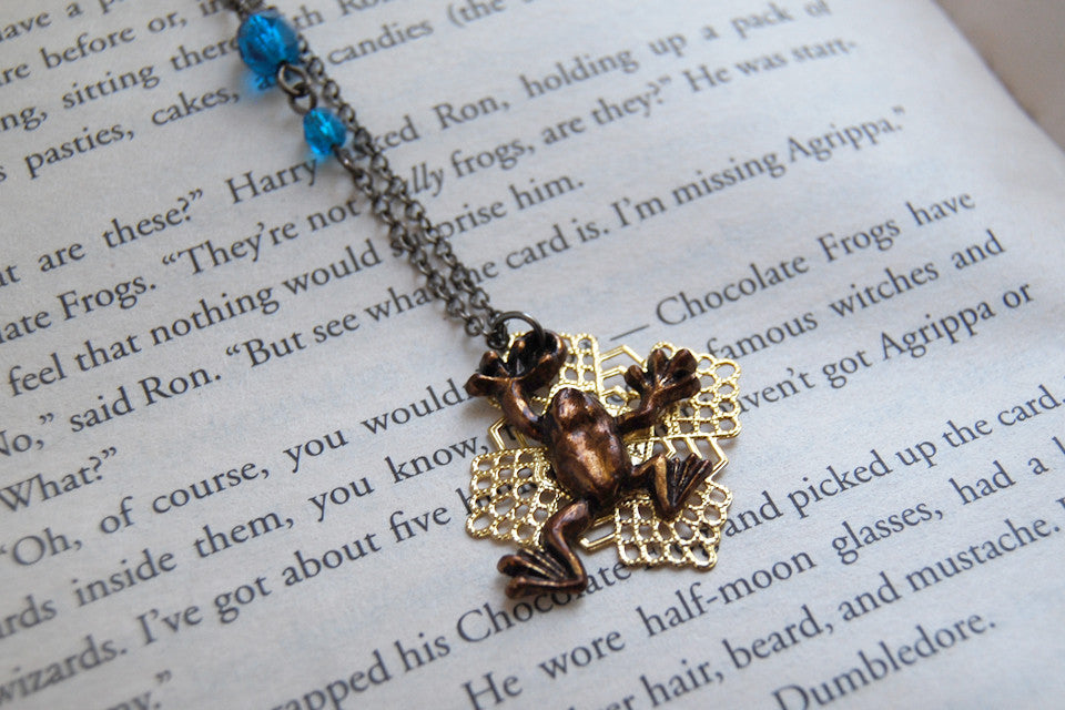 Chocolate Frog Necklace | Harry Potter Necklace | Whimsical Wizarding World Treat - Enchanted Leaves - Nature Jewelry - Unique Handmade Gifts